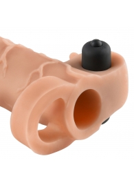Телесная вибронасадка с кольцом Vibrating Real Feel 2 Extension - 16 см. - Pipedream - в Астрахани купить с доставкой
