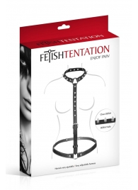 Черная упряжь на тело с шипами на ошейнике - Fetish Tentation - купить с доставкой в Астрахани