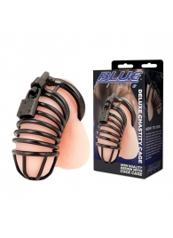 Черная металлическая клетка с замком Deluxe Chastity Cage - BlueLine - купить с доставкой в Астрахани