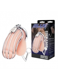 Серебристая металлическая клетка с анальным стимулятором Cock Cage - BlueLine - купить с доставкой в Астрахани