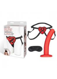 Красный поясной фаллоимитатор Red Heart Strap on Harness   5in Dildo Set - 12,25 см. - Lux Fetish - купить с доставкой в Астрахани