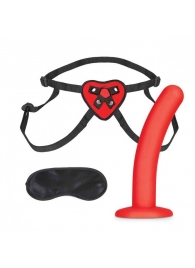 Красный поясной фаллоимитатор Red Heart Strap on Harness   5in Dildo Set - 12,25 см. - Lux Fetish - купить с доставкой в Астрахани
