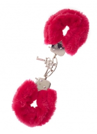 Металлические наручники с красной меховой опушкой METAL HANDCUFF WITH PLUSH RED - Dream Toys - купить с доставкой в Астрахани