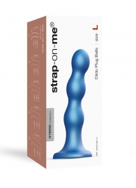 Голубая насадка Strap-On-Me Dildo Plug Balls size L - Strap-on-me - купить с доставкой в Астрахани