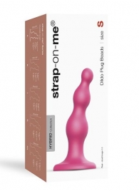 Розовая насадка Strap-On-Me Dildo Plug Beads size S - Strap-on-me - купить с доставкой в Астрахани