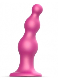 Розовая насадка Strap-On-Me Dildo Plug Beads size S - Strap-on-me - купить с доставкой в Астрахани