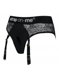 Черные трусики для насадок Diva Lingerie Harness - size S - Strap-on-me - купить с доставкой в Астрахани