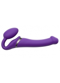 Фиолетовый безремневой вибрострапон Vibrating Bendable Strap-On - size L - Strap-on-me - купить с доставкой в Астрахани