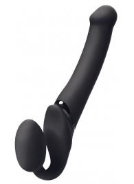 Черный безремневой вибрострапон Silicone Bendable Strap-On - size XL - Strap-on-me - купить с доставкой в Астрахани