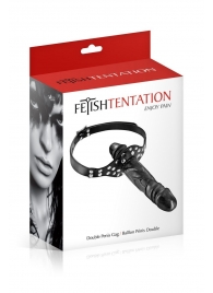 Черный кляп-фаллоимитатор Double Penis Gag - Fetish Tentation - купить с доставкой в Астрахани