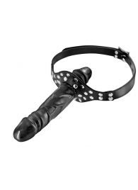 Черный кляп-фаллоимитатор Double Penis Gag - Fetish Tentation - купить с доставкой в Астрахани