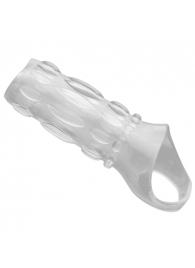 Насадка на пенис с кольцом для мошонки Clear Sensations Enhancer Sex Sleeve - 11,5 см. - XR Brands - в Астрахани купить с доставкой