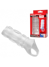 Насадка на пенис с кольцом для мошонки Clear Sensations Enhancer Sex Sleeve - 11,5 см. - XR Brands - в Астрахани купить с доставкой