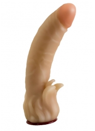 Телесная гелевая насадка-фаллос с клиторальными лепестками - 18,5 см. - LOVETOY (А-Полимер) - купить с доставкой в Астрахани