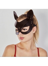Коричневая кожаная маска  Кошечка - Sitabella - купить с доставкой в Астрахани