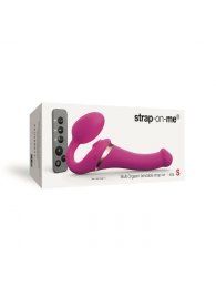 Ярко-розовый безремневой страпон Multi Orgasm Size S с клиторальной стимуляцией - Strap-on-me - купить с доставкой в Астрахани