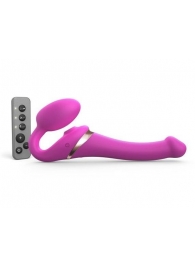 Ярко-розовый безремневой страпон Multi Orgasm Size S с клиторальной стимуляцией - Strap-on-me - купить с доставкой в Астрахани