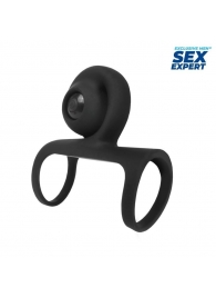 Черная вибронасадка на пенис Sex Expert - Sex Expert - в Астрахани купить с доставкой