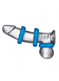 Комплект из трех голубых эрекционных колец 3-Pack Ribbed Rider Cock Ring Set - BlueLine - в Астрахани купить с доставкой