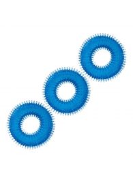Комплект из трех голубых колец для эрекции 3-Pack Ultra-Stim Stretch Cock Rings - BlueLine - в Астрахани купить с доставкой
