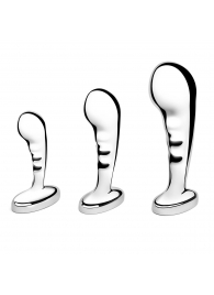 Набор из 3 стальных стимуляторов простаты Stainless Steel P-spot Training Set - b-Vibe - в Астрахани купить с доставкой