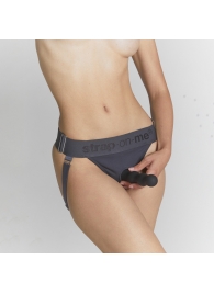 Серые трусики для фиксации насадок Strap-on-me Harness Lingerie Unique - Strap-on-me - купить с доставкой в Астрахани