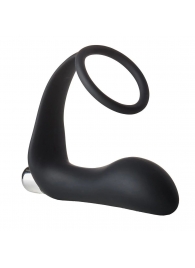 Черное эрекционное кольцо с вибропробкой Vibrating Anal Plug With Cockring - Dream Toys - в Астрахани купить с доставкой