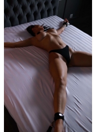 Черный кожаный набор фиксации на кровати Sex Game - БДСМ Арсенал - купить с доставкой в Астрахани