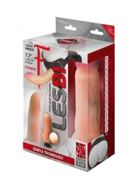 Телесный страпон Harness LESBI с вагинальной пробкой - 16,5 см. - LOVETOY (А-Полимер) - купить с доставкой в Астрахани