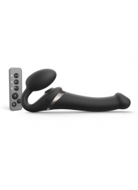 Черный безремневой страпон Multi Orgasm Size M с клиторальной стимуляцией - Strap-on-me - купить с доставкой в Астрахани