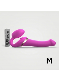 Ярко-розовый безремневой страпон Multi Orgasm Size M с клиторальной стимуляцией - Strap-on-me - купить с доставкой в Астрахани