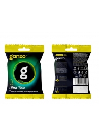 Ультратонкие презервативы Ganzo Ultra thin в мягкой упаковке - 3 шт. - Ganzo - купить с доставкой в Астрахани