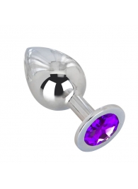 Большой плаг из стали с фиолетовым кристаллом Violet Dream - 9,5 см. - Erotic Fantasy - купить с доставкой в Астрахани