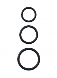 Набор из трех черных эрекционных колец Silicone 3-Ring Stamina Set - Pipedream - в Астрахани купить с доставкой