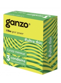Ультратонкие презервативы Ganzo Ultra thin - 3 шт. - Ganzo - купить с доставкой в Астрахани