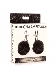 Зажимы для сосков с черным помпонами Pom Pom Nipple Clamps - XR Brands - купить с доставкой в Астрахани