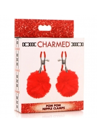 Красные зажимы на соски с помпонами Pom Pom - XR Brands - купить с доставкой в Астрахани