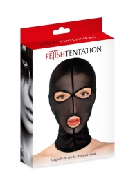 Черная сетчатая маска на голову с отверстиями для глаз и рта - Fetish Tentation - купить с доставкой в Астрахани