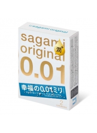 Увлажнённые презервативы Sagami Original 0.01 Extra Lub - 2 шт. - Sagami - купить с доставкой в Астрахани