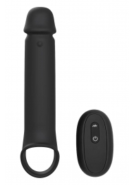 Черная насадка-удлинитель с вибрацией Vibrating Extender With Remote - Dream Toys - в Астрахани купить с доставкой
