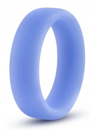 Голубое люминесцентное кольцо Silicone Glo Cock Ring - Blush Novelties - в Астрахани купить с доставкой