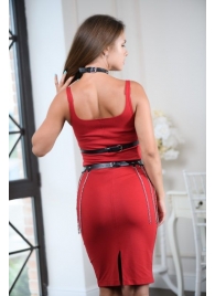 Черно-серебристая портупея-юбка plus size с цепочками - БДСМ Арсенал - купить с доставкой в Астрахани