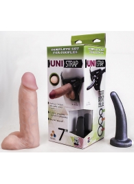 Страпон-унисекс с двумя насадками UNI strap 7  Harness - 19 и 16 см. - LOVETOY (А-Полимер) - купить с доставкой в Астрахани