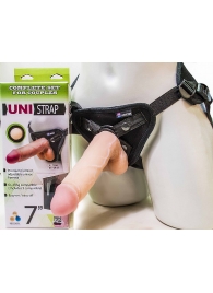 Страпон-унисекс с двумя насадками UNI strap 7  Harness - 19 и 16 см. - LOVETOY (А-Полимер) - купить с доставкой в Астрахани