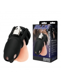 Черная клетка для пениса Silicone Small 2 in Cock Cage With Ball Divider - BlueLine - купить с доставкой в Астрахани