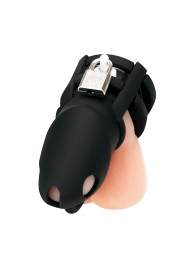 Черная клетка для пениса Silicone Small 2 in Cock Cage With Ball Divider - BlueLine - купить с доставкой в Астрахани