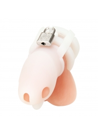 Белая клетка для пениса Silicone Small 2 in Cock Cage With Ball Divider - BlueLine - купить с доставкой в Астрахани