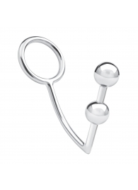 Кольцо на пенис с анальным стимулятором Two Bead Stainless Steel Anal Hook   Cock Ring - BlueLine - в Астрахани купить с доставкой
