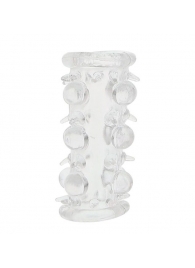 Прозрачная насадка на пенис с шипами и бугорками JELLY JOY LUST CLUSTER CLEAR - Dream Toys - в Астрахани купить с доставкой