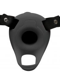 Черный полый страпон с вибрацией 2’’ Erection 28X Smooth Vibrating Silicone Penis Sheath - XR Brands - купить с доставкой в Астрахани